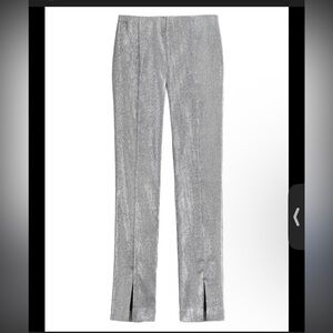 H&M Silver Metallic Pull on & Side Zip Pants  - 0